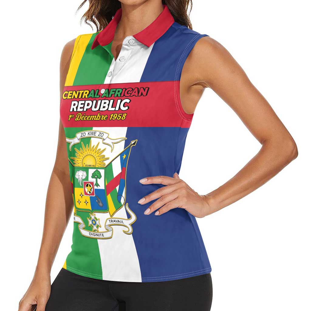 Personalized Central African Republic Women Sleeveless Polo Shirt Happy Republic Day - Wonder Print Shop