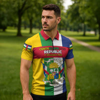 Personalized Central African Republic Zipper Polo Shirt Happy Republic Day - Wonder Print Shop