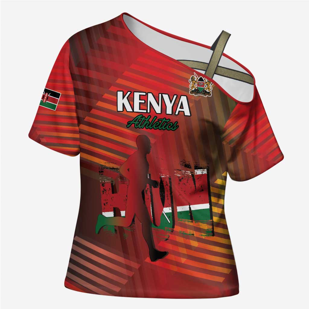 Kenya Athletics Cross Shoulder Shirt Run Faster - Wonder Print Shop