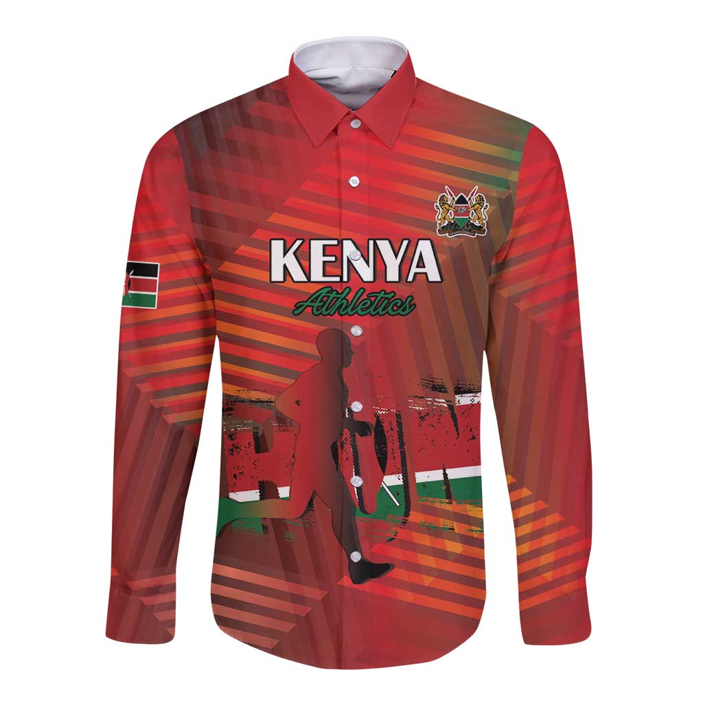 Kenya Athletics Long Sleeve Button Shirt Run Faster - Wonder Print Shop