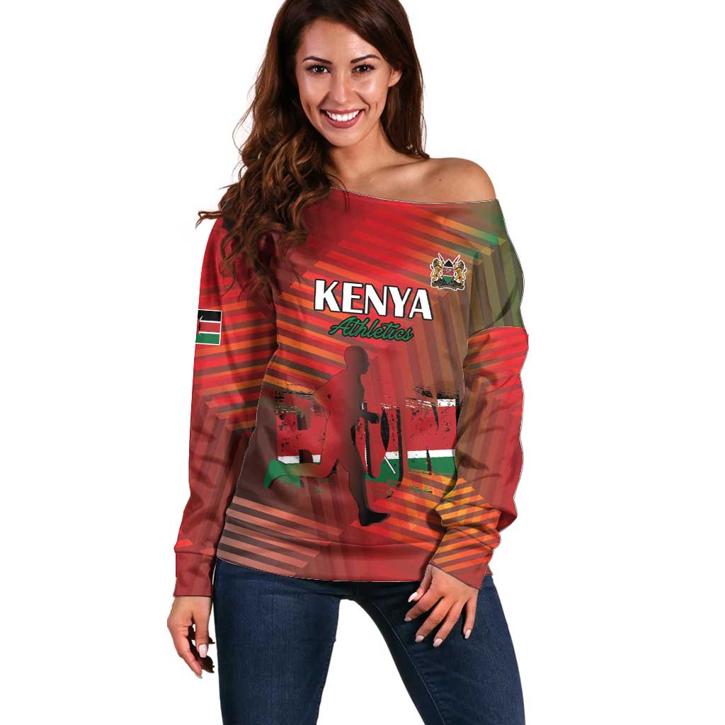 Kenya Athletics Off Shoulder Sweater Run Faster - Wonder Print Shop