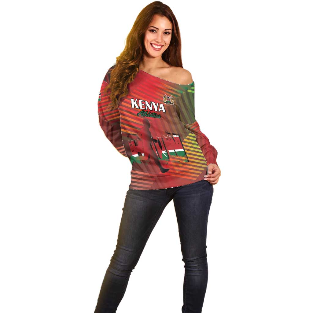Kenya Athletics Off Shoulder Sweater Run Faster - Wonder Print Shop