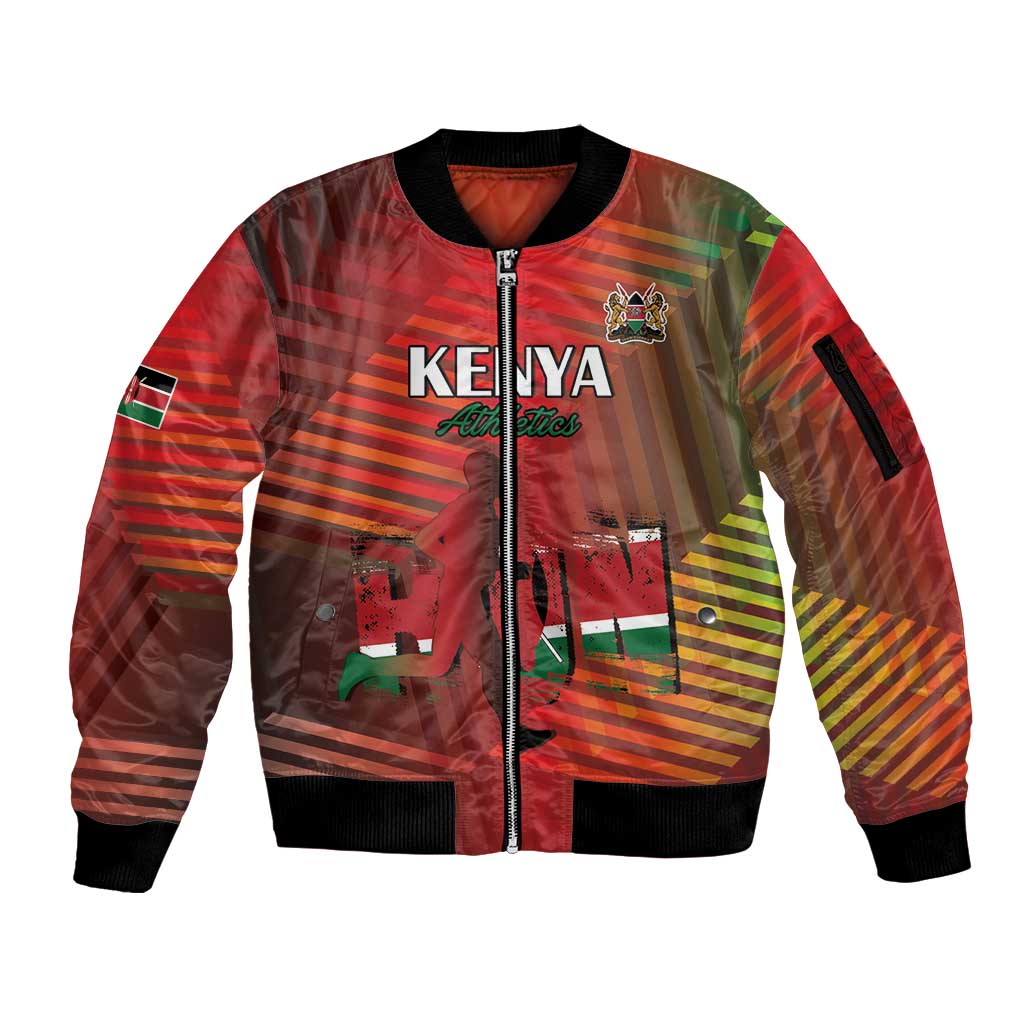 Kenya Athletics Sleeve Zip Bomber Jacket Run Faster - Wonder Print Shop