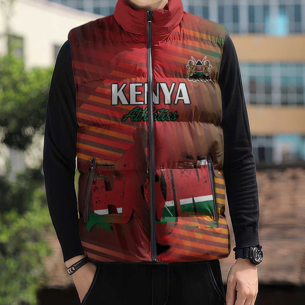 Kenya Athletics Sleeveless Puffer Jacket Run Faster - Wonder Print Shop