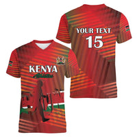 Kenya Athletics Women V-Neck T-Shirt Run Faster - Wonder Print Shop