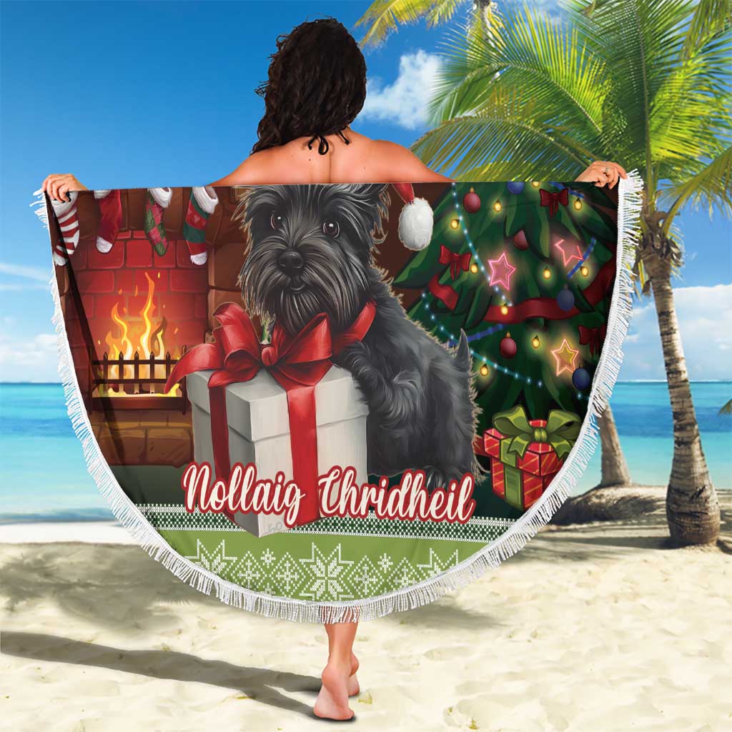 Scotland Christmas Beach Blanket Scottish Terrier - Nollaig Chridheil - Wonder Print Shop
