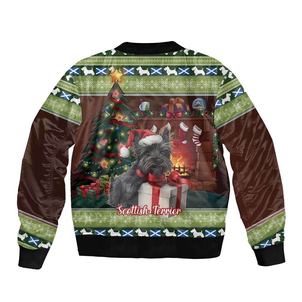 Scotland Christmas Bomber Jacket Scottish Terrier - Nollaig Chridheil - Wonder Print Shop