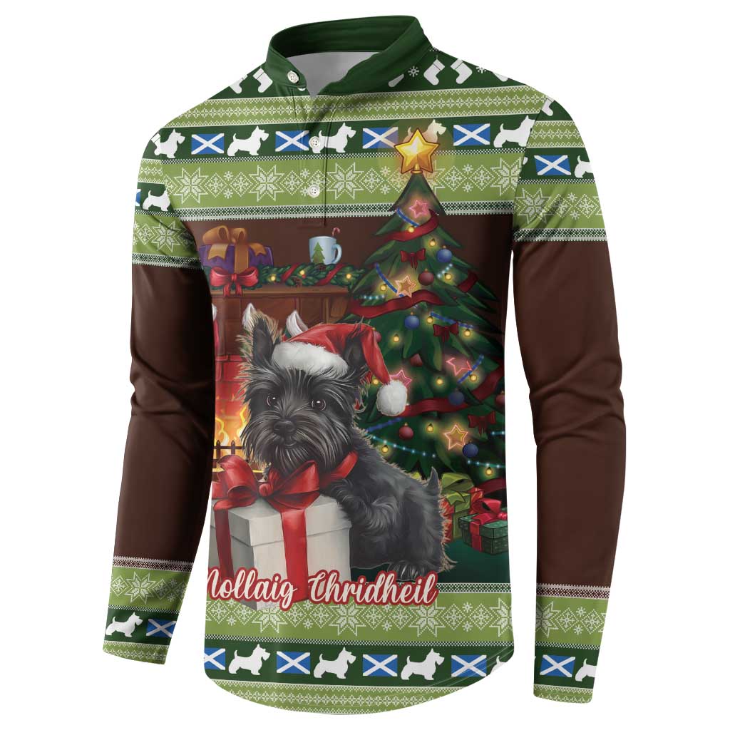 Scotland Christmas Button Sweatshirt Scottish Terrier - Nollaig Chridheil - Wonder Print Shop
