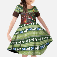 Scotland Christmas Family Matching Long Sleeve Bodycon Dress and Hawaiian Shirt Scottish Terrier - Nollaig Chridheil - Wonder Print Shop