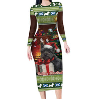 Scotland Christmas Family Matching Long Sleeve Bodycon Dress and Hawaiian Shirt Scottish Terrier - Nollaig Chridheil - Wonder Print Shop