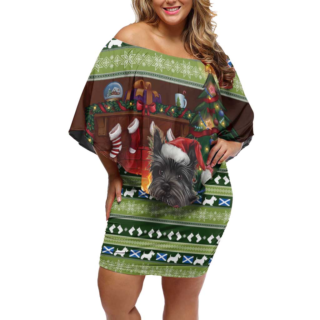 Scotland Christmas Family Matching Off Shoulder Short Dress and Hawaiian Shirt Scottish Terrier - Nollaig Chridheil - Wonder Print Shop