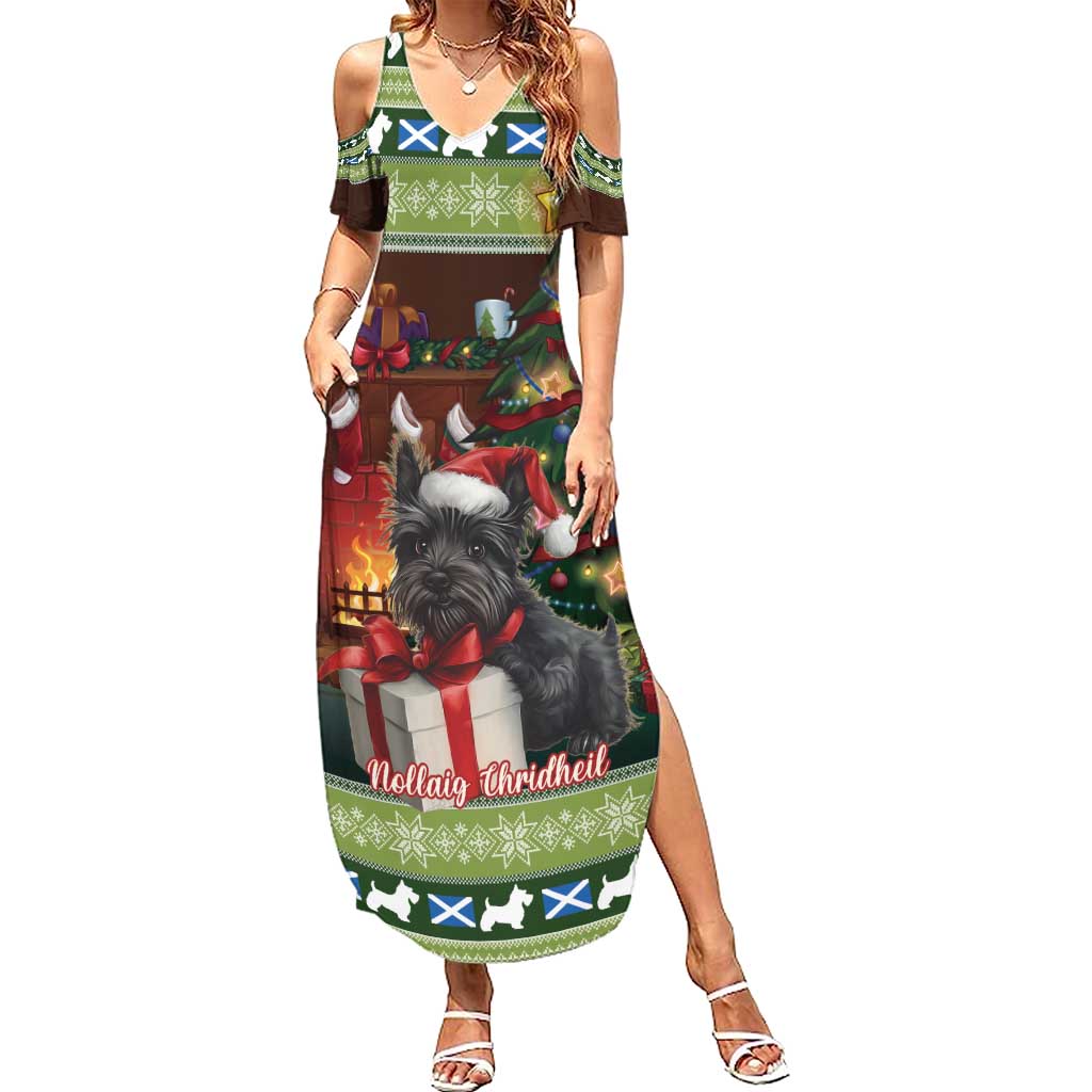 Scotland Christmas Family Matching Summer Maxi Dress and Hawaiian Shirt Scottish Terrier - Nollaig Chridheil - Wonder Print Shop