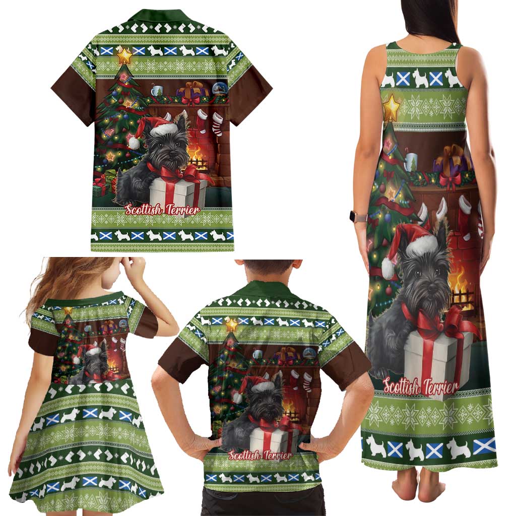 Scotland Christmas Family Matching Tank Maxi Dress and Hawaiian Shirt Scottish Terrier - Nollaig Chridheil - Wonder Print Shop