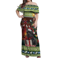 Scotland Christmas Off Shoulder Maxi Dress Scottish Terrier - Nollaig Chridheil - Wonder Print Shop
