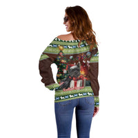 Scotland Christmas Off Shoulder Sweater Scottish Terrier - Nollaig Chridheil - Wonder Print Shop
