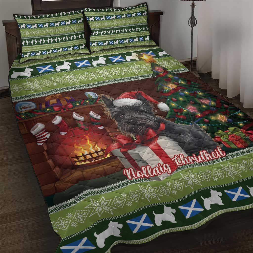 Scotland Christmas Quilt Bed Set Scottish Terrier - Nollaig Chridheil - Wonder Print Shop