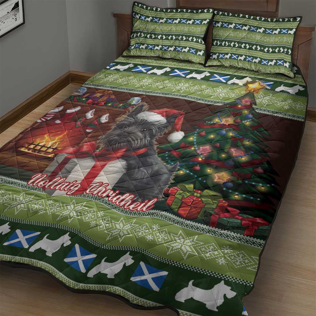 Scotland Christmas Quilt Bed Set Scottish Terrier - Nollaig Chridheil - Wonder Print Shop