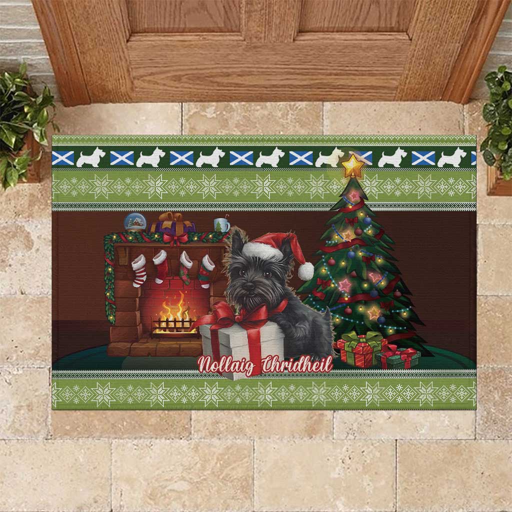 Scotland Christmas Rubber Doormat Scottish Terrier - Nollaig Chridheil - Wonder Print Shop