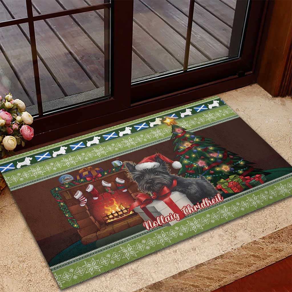 Scotland Christmas Rubber Doormat Scottish Terrier - Nollaig Chridheil - Wonder Print Shop