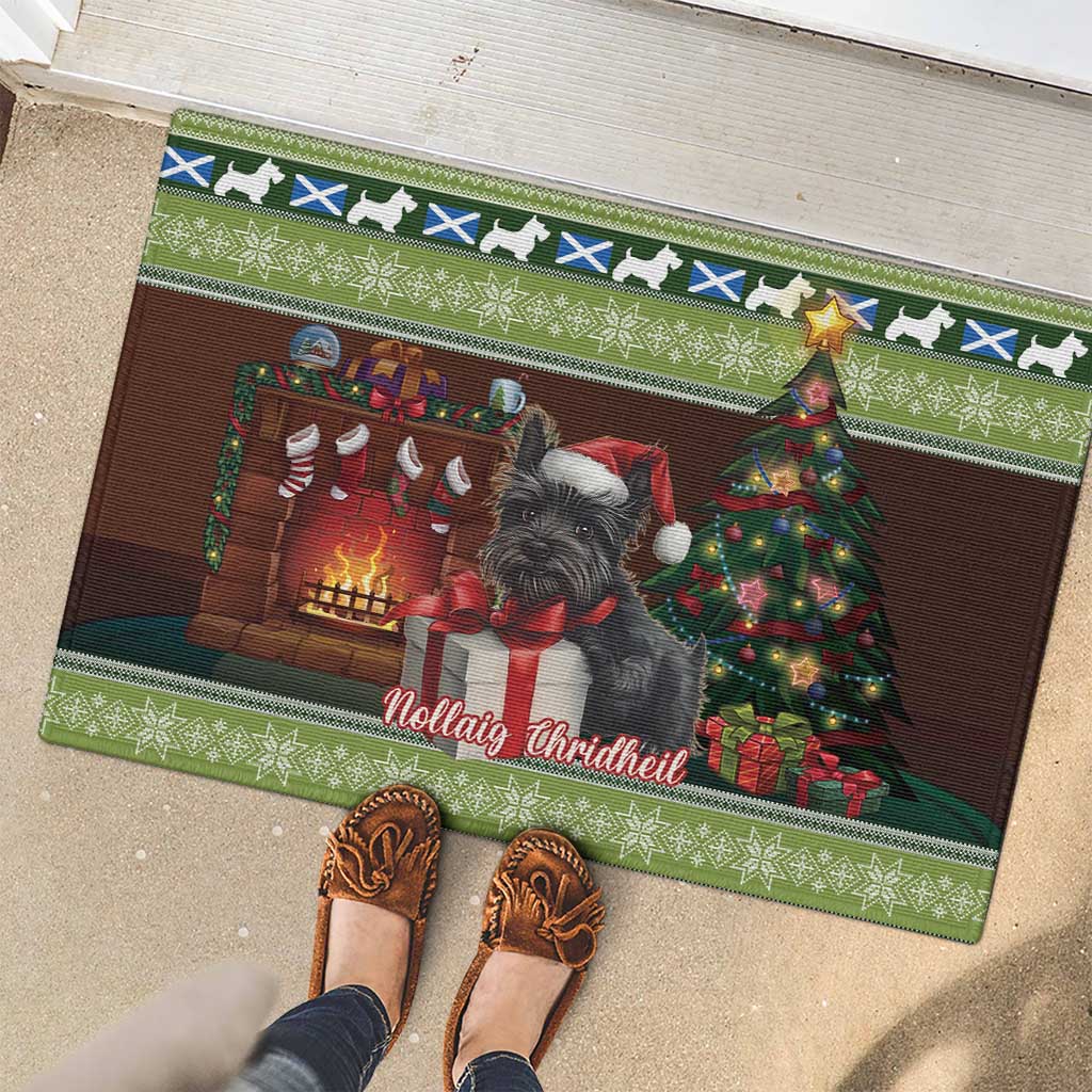 Scotland Christmas Rubber Doormat Scottish Terrier - Nollaig Chridheil - Wonder Print Shop