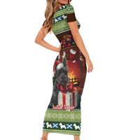 Scotland Christmas Short Sleeve Bodycon Dress Scottish Terrier - Nollaig Chridheil - Wonder Print Shop