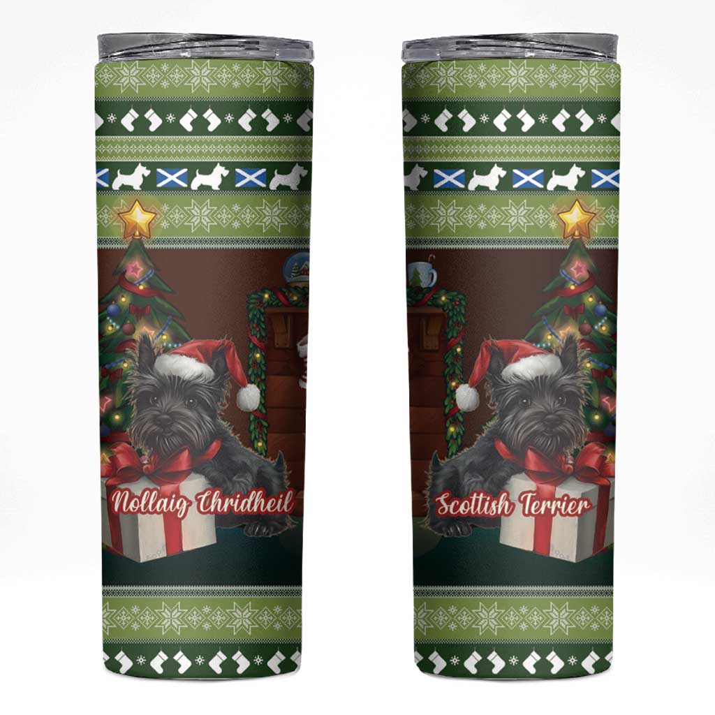 Scotland Christmas Skinny Tumbler Scottish Terrier - Nollaig Chridheil - Wonder Print Shop