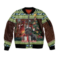 Scotland Christmas Sleeve Zip Bomber Jacket Scottish Terrier - Nollaig Chridheil - Wonder Print Shop