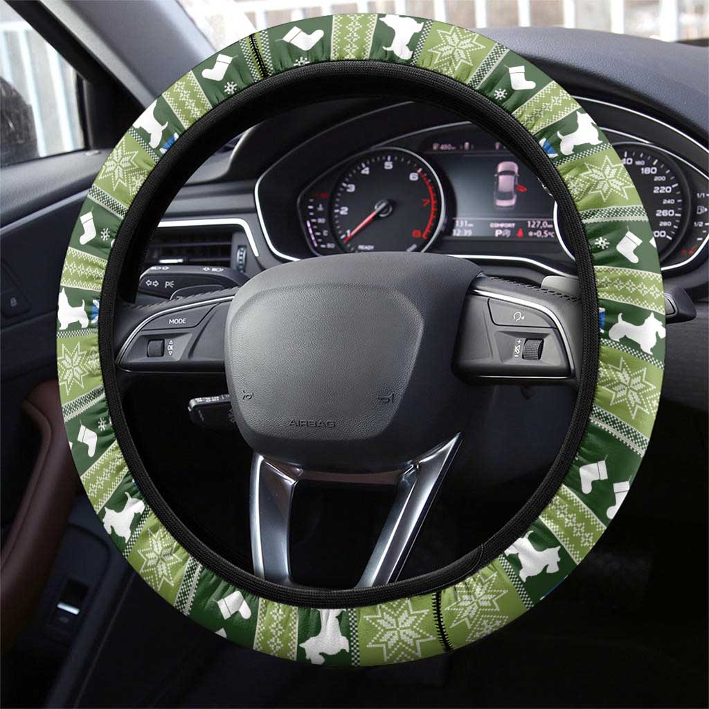 Scotland Christmas Steering Wheel Cover Scottish Terrier - Nollaig Chridheil - Wonder Print Shop