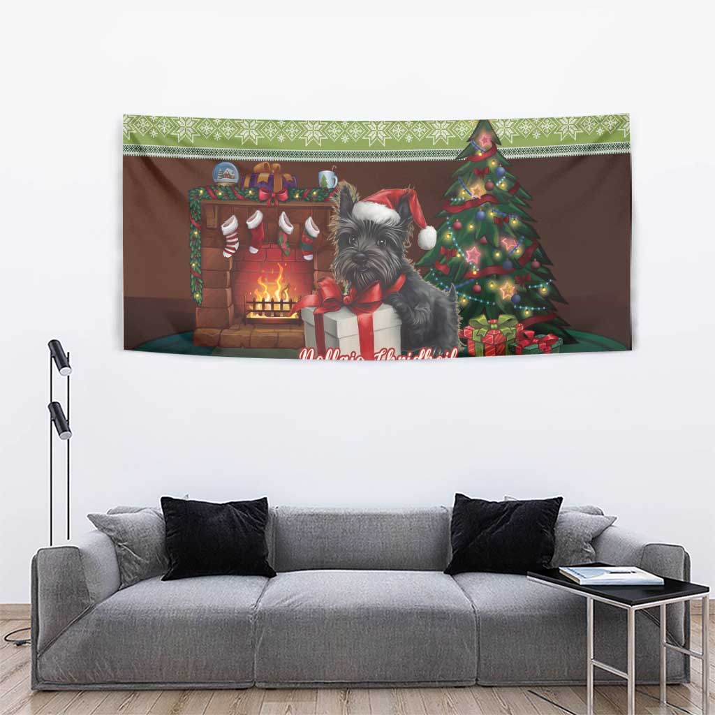 Scotland Christmas Tapestry Scottish Terrier - Nollaig Chridheil - Wonder Print Shop