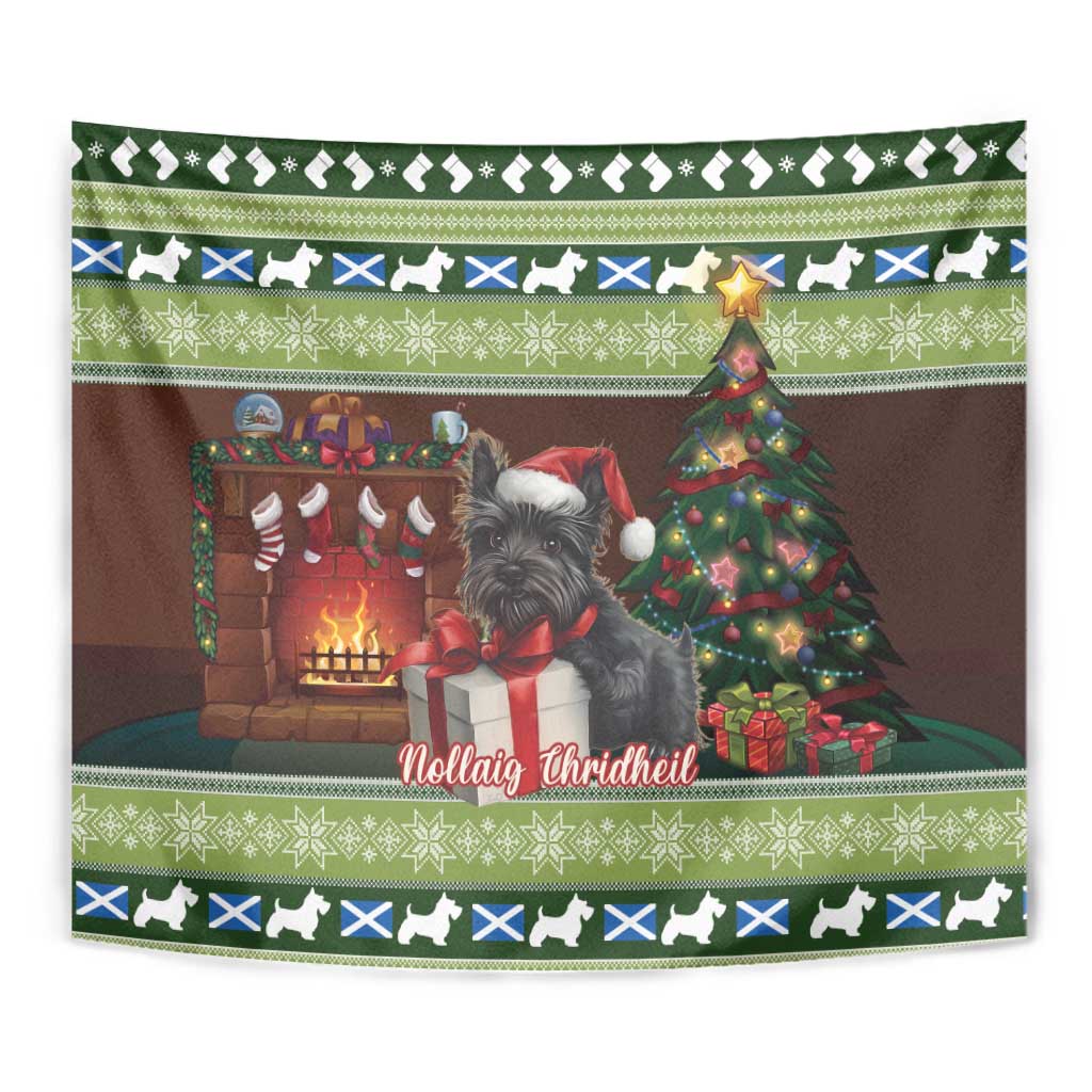 Scotland Christmas Tapestry Scottish Terrier - Nollaig Chridheil - Wonder Print Shop