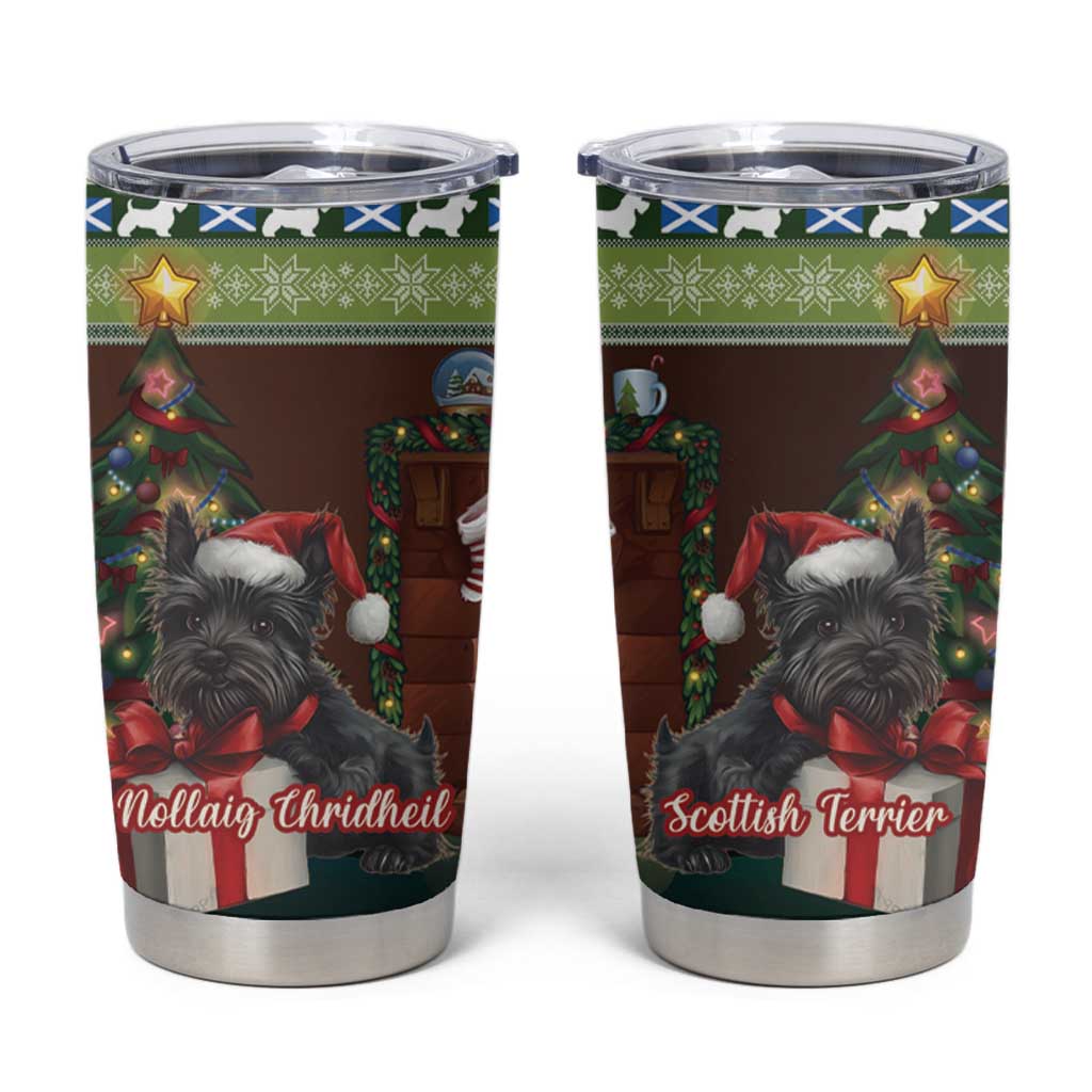Scotland Christmas Tumbler Cup Scottish Terrier - Nollaig Chridheil - Wonder Print Shop