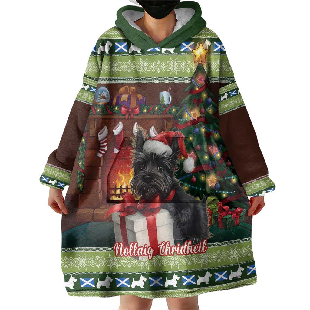 Scotland Christmas Wearable Blanket Hoodie Scottish Terrier - Nollaig Chridheil - Wonder Print Shop
