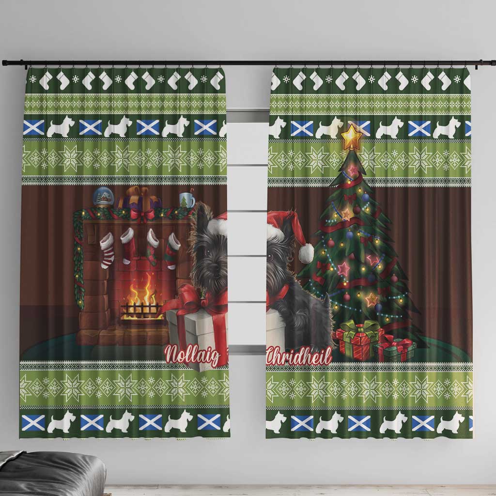 Scotland Christmas Window Curtain Scottish Terrier - Nollaig Chridheil - Wonder Print Shop