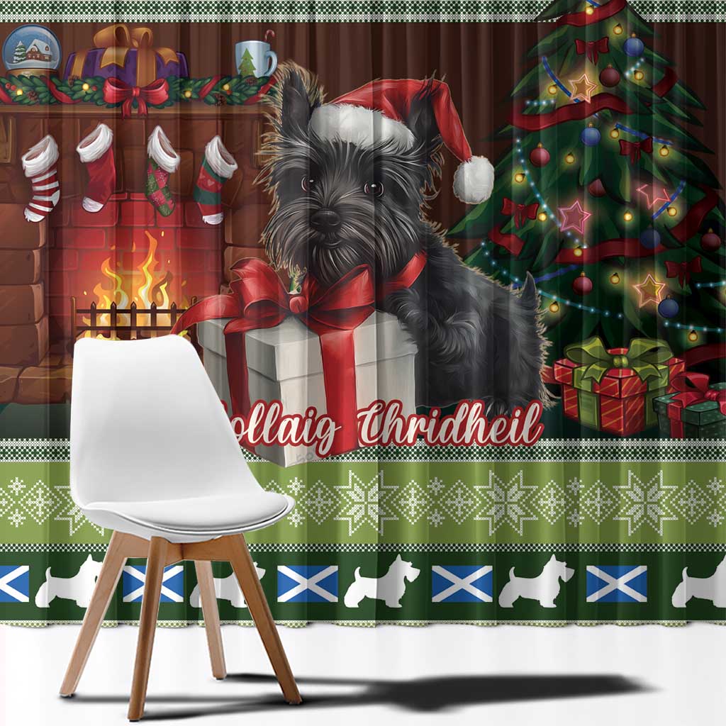 Scotland Christmas Window Curtain Scottish Terrier - Nollaig Chridheil - Wonder Print Shop