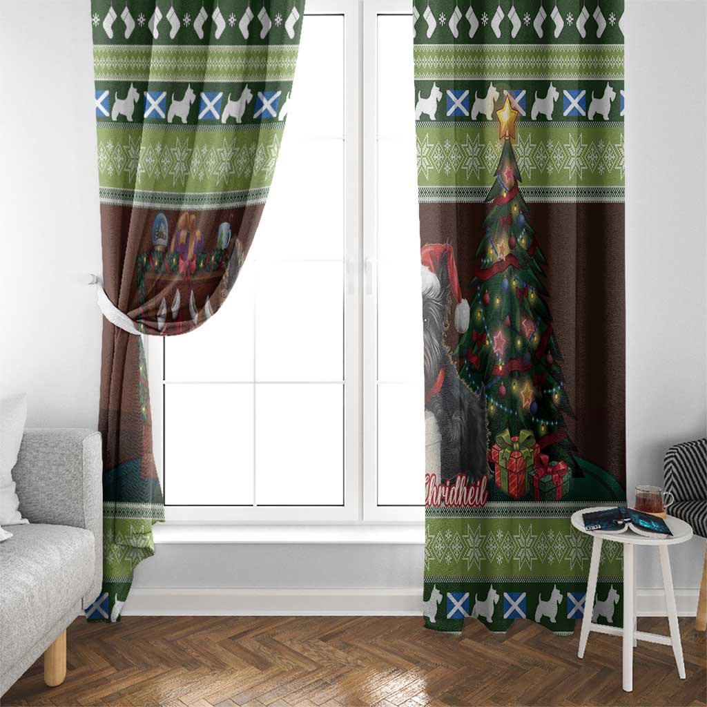 Scotland Christmas Window Curtain Scottish Terrier - Nollaig Chridheil - Wonder Print Shop