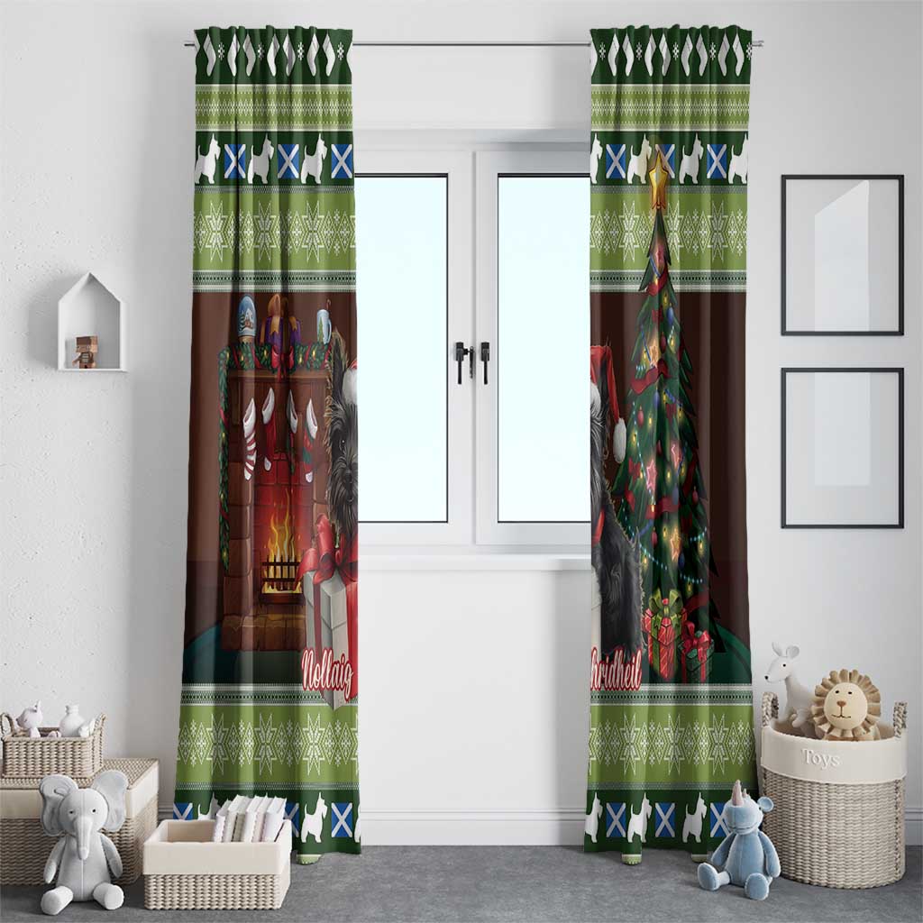 Scotland Christmas Window Curtain Scottish Terrier - Nollaig Chridheil - Wonder Print Shop