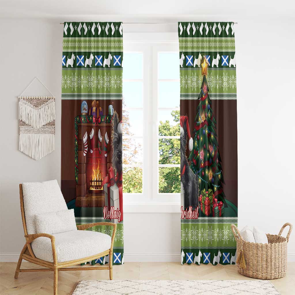 Scotland Christmas Window Curtain Scottish Terrier - Nollaig Chridheil - Wonder Print Shop