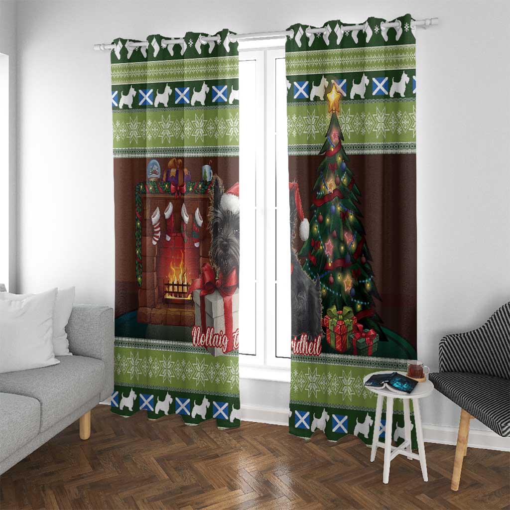 Scotland Christmas Window Curtain Scottish Terrier - Nollaig Chridheil - Wonder Print Shop