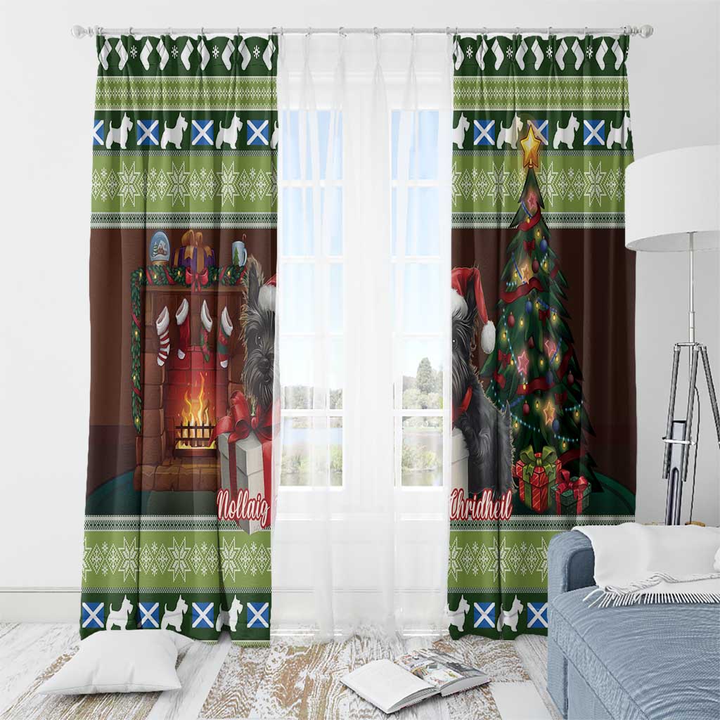 Scotland Christmas Window Curtain Scottish Terrier - Nollaig Chridheil - Wonder Print Shop