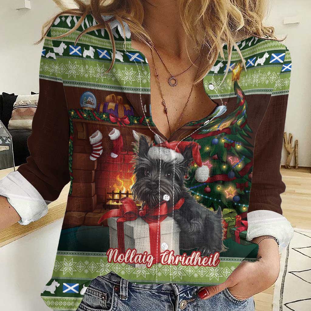 Scotland Christmas Women Casual Shirt Scottish Terrier - Nollaig Chridheil - Wonder Print Shop