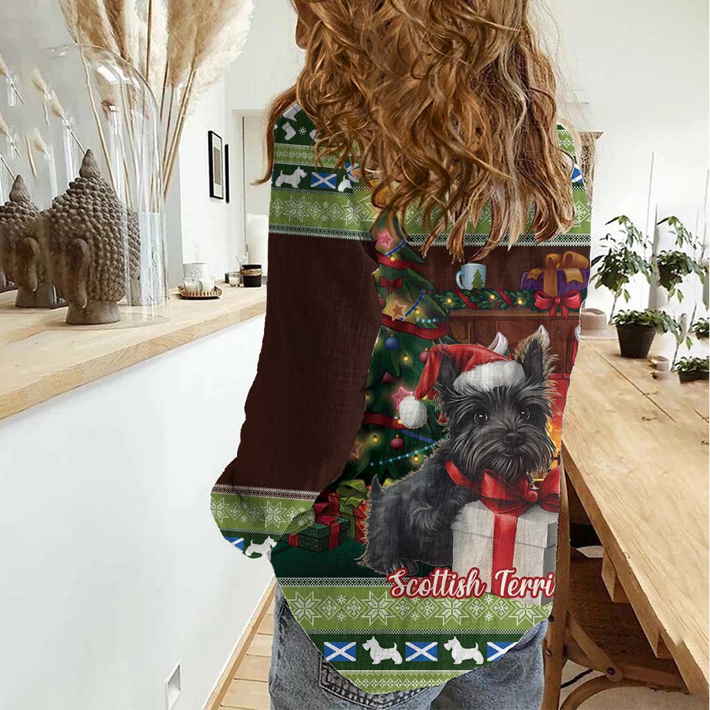 Scotland Christmas Women Casual Shirt Scottish Terrier - Nollaig Chridheil - Wonder Print Shop