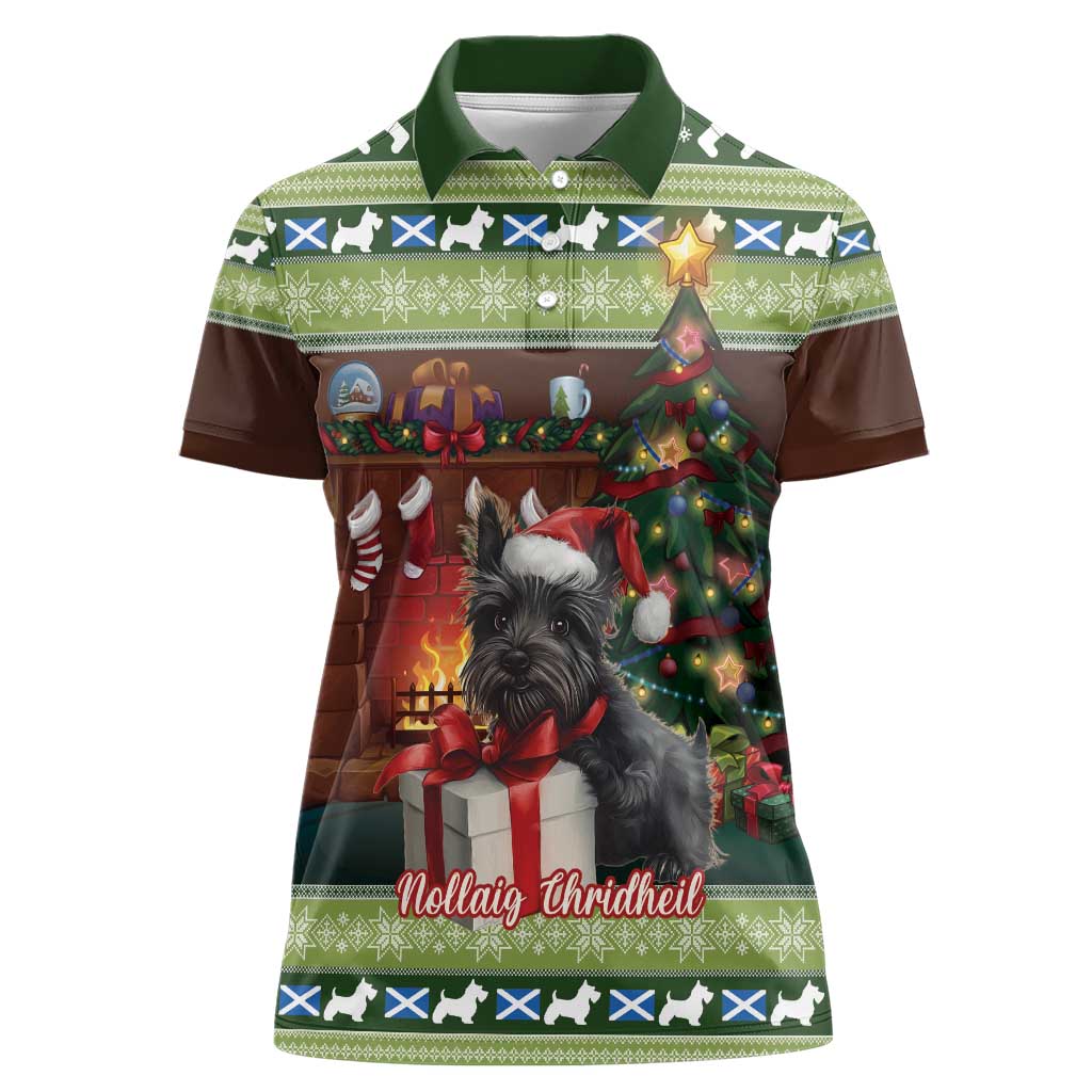Scotland Christmas Women Polo Shirt Scottish Terrier - Nollaig Chridheil - Wonder Print Shop