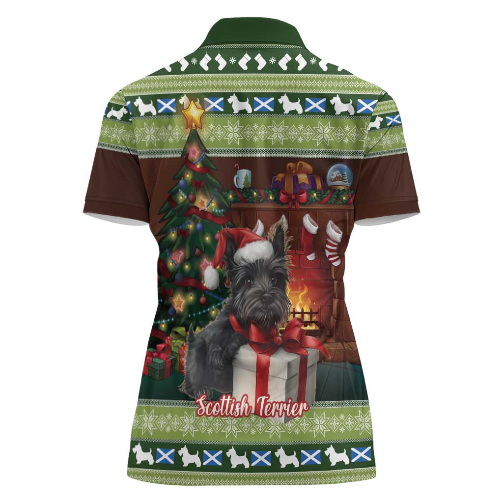 Scotland Christmas Women Polo Shirt Scottish Terrier - Nollaig Chridheil - Wonder Print Shop