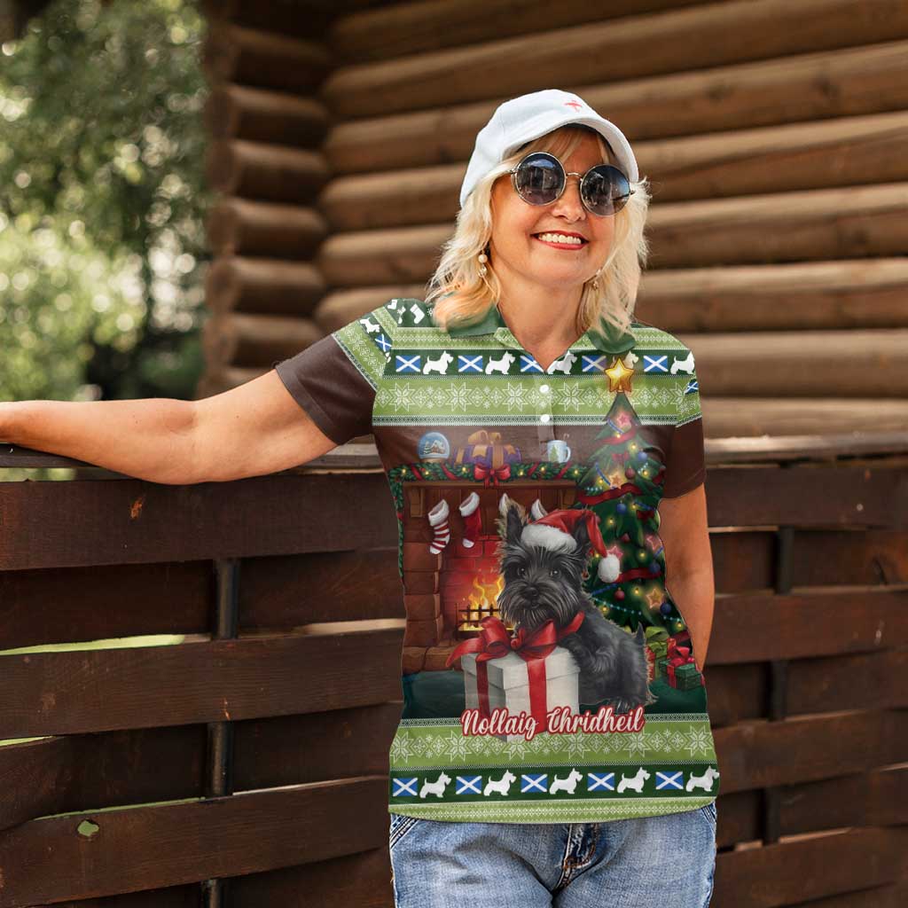 Scotland Christmas Women Polo Shirt Scottish Terrier - Nollaig Chridheil - Wonder Print Shop