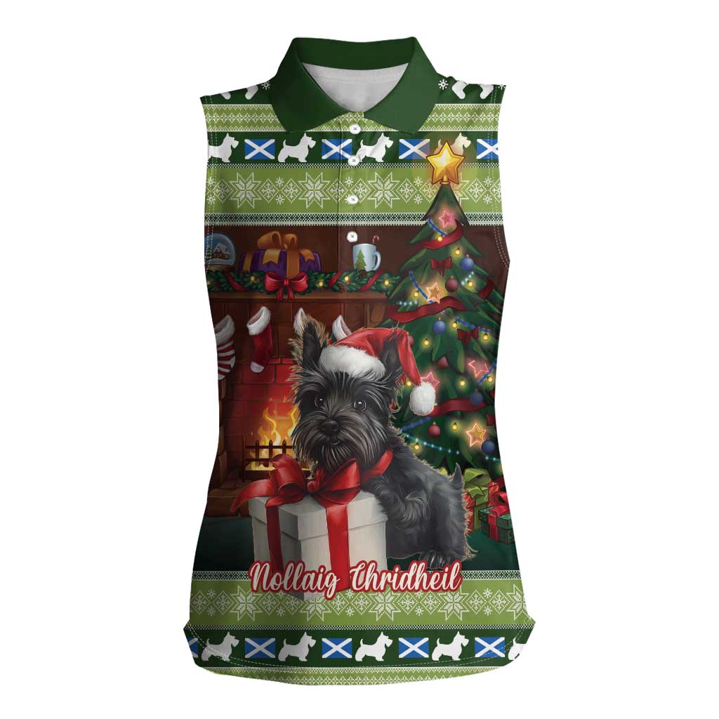 Scotland Christmas Women Sleeveless Polo Shirt Scottish Terrier - Nollaig Chridheil - Wonder Print Shop