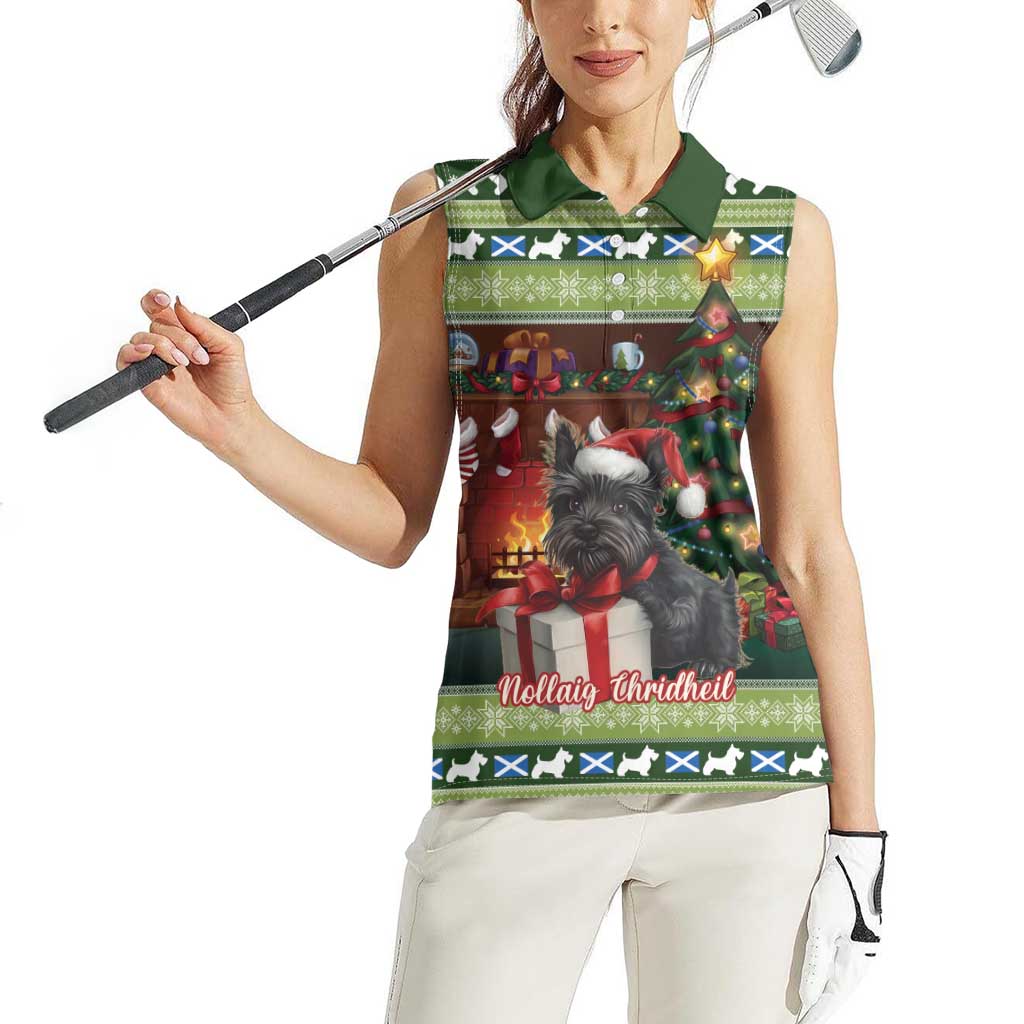 Scotland Christmas Women Sleeveless Polo Shirt Scottish Terrier - Nollaig Chridheil - Wonder Print Shop