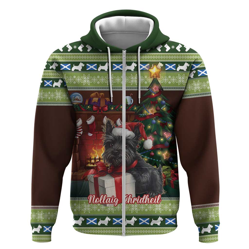 Scotland Christmas Zip Hoodie Scottish Terrier - Nollaig Chridheil - Wonder Print Shop