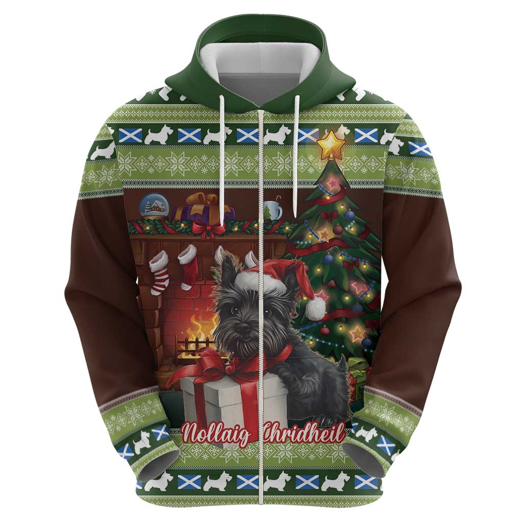 Scotland Christmas Zip Hoodie Scottish Terrier - Nollaig Chridheil - Wonder Print Shop