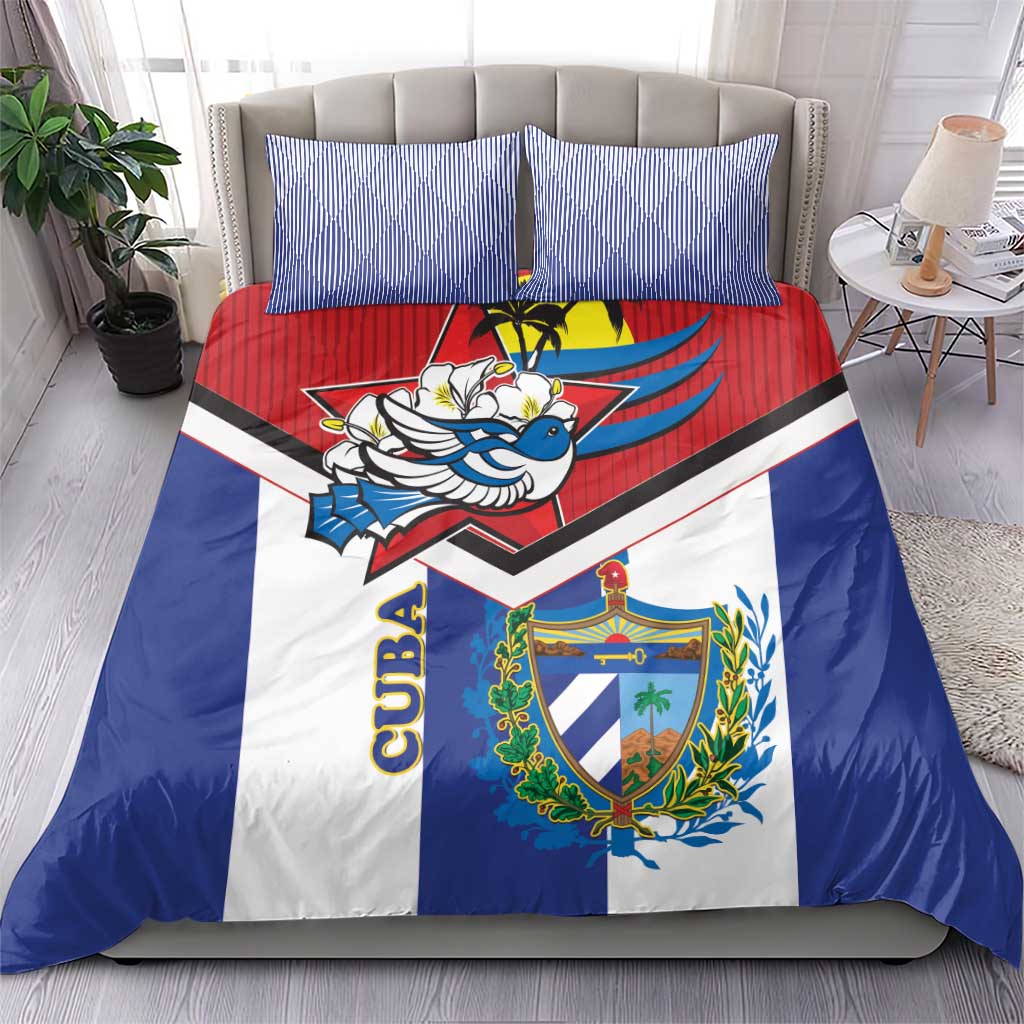 Cuba Independence Day Bedding Set Cuban Trogon Mix Hedychium Coronarium - Wonder Print Shop