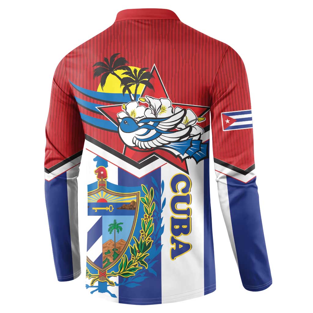 Cuba Independence Day Button Sweatshirt Cuban Trogon Mix Hedychium Coronarium - Wonder Print Shop
